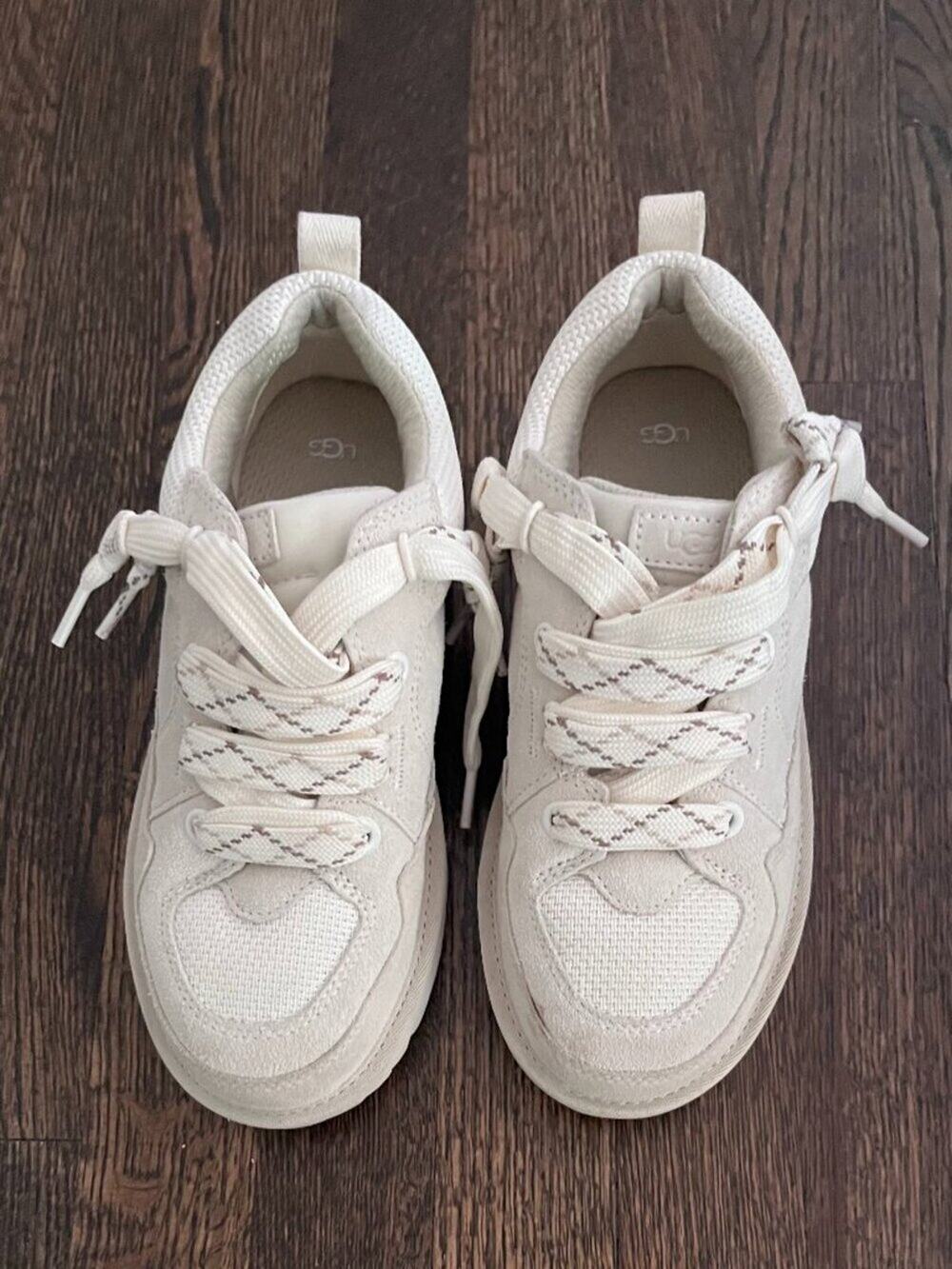 UGG Lo Lowmel Suede & Mesh Chunky Lace Sneakers - Jasmine / Cream - Size 6Y/8W